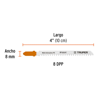 Panze fierastrau pendular pentru lemn, 100 mm, 5 buc/set. Truper