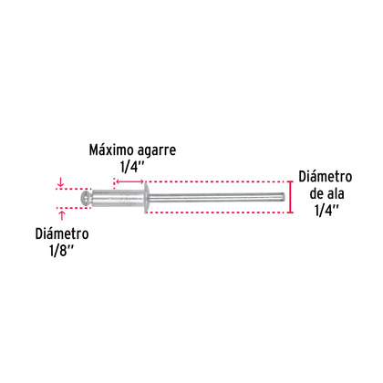 Pop nituri aluminiu otel, 3.2x6.5 mm, 50 buc/set, Truper