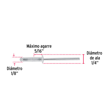 Pop nituri aluminiu otel, 3.2x8 mm, 50 buc/set, Truper