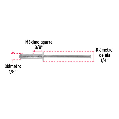 Pop nituri aluminiu otel, 3.2x9.5 mm, 50buc/set, Truper