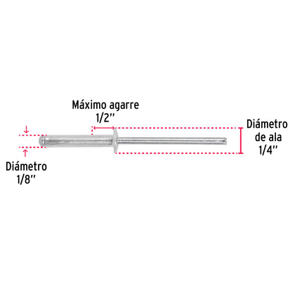 Pop nituri aluminiu otel, 3.2x13 mm, 50 buc/set, Truper