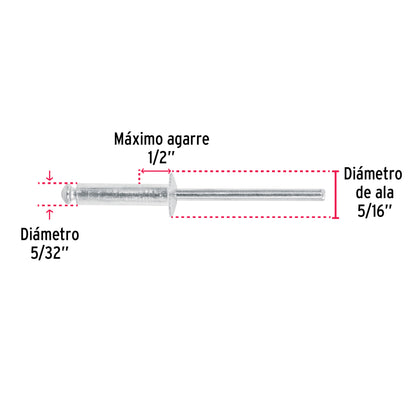 Pop nituri aluminiu otel, 4x13 mm, 50 buc/set, Truper