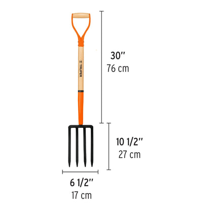 Furca pentru sapat, 4 dinti, cu coada din lemn, l 76 cm Truper