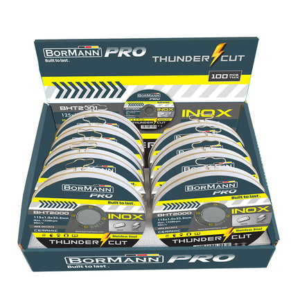 Disc de debitare pentru inox THUNDER-CUT de 115x1x23 mm, BorMann PRO