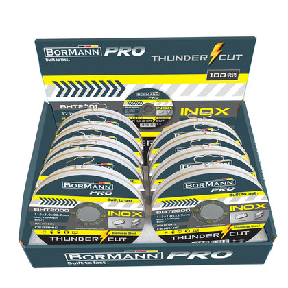 Disc de debitare pentru inox THUNDER-CUT de 125x1x23 mm, BorMann PRO